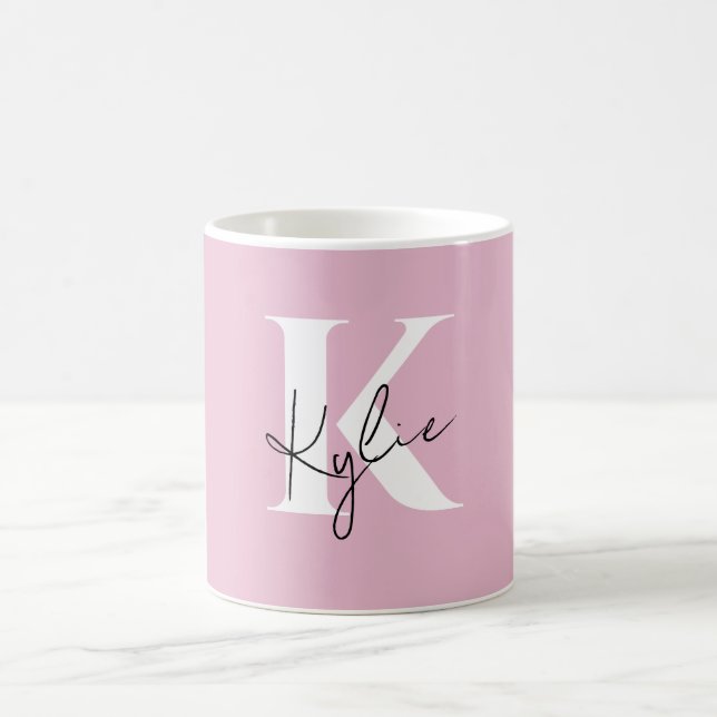Modern Pink Personalized Monogram Name -  Coffee Mug (Center)