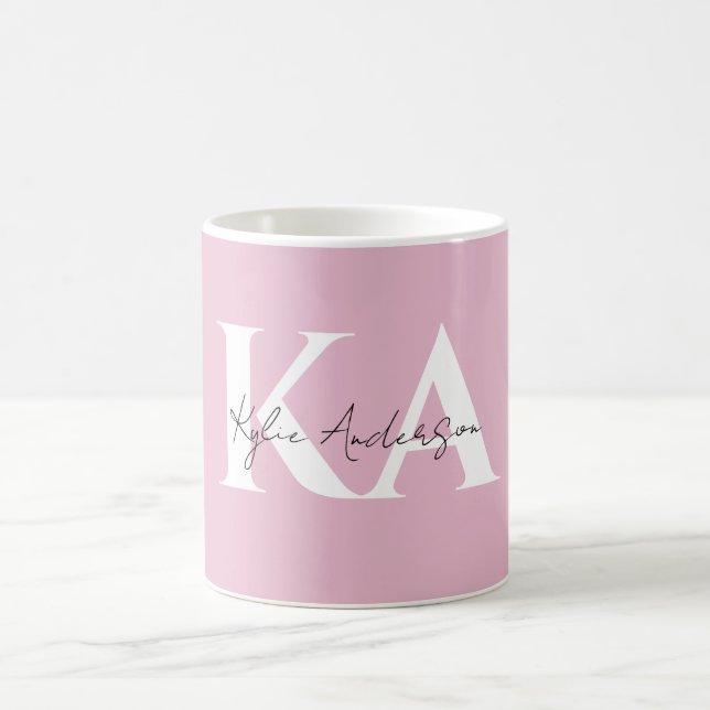 Modern Pink Personalized Monogram Name -  Coffee Mug (Center)