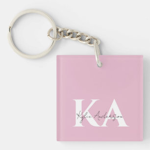 Modern Pink Personalized Monogram Name -  Keychain