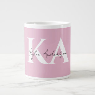 Modern Pink Personalized Monogram Name -  Large Coffee Mug