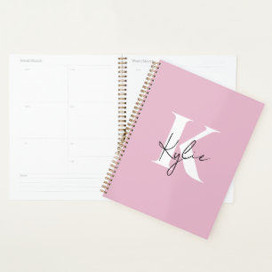 Modern Pink Personalized Monogram Name - Planner