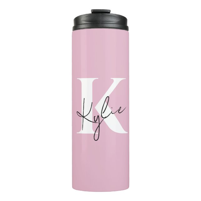 Modern Pink Personalized Monogram Name -  Thermal Tumbler (Front)