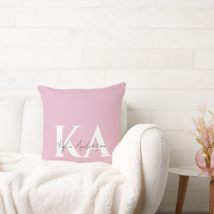 Modern Pink Personalized Monogram Name - Throw Pillow