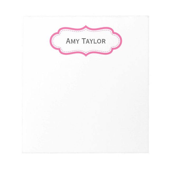Modern Pink Personalized Notepad (Front)