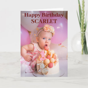 Modern Pink Personalized Photo Birthday Greeting Card