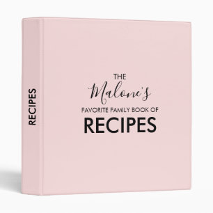 Modern Pink Personalized Recipe Binder
