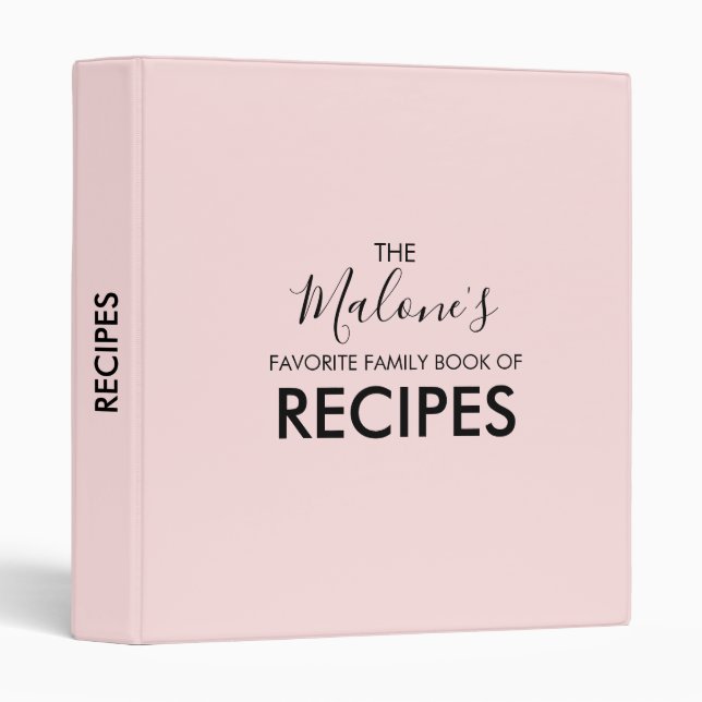 Modern Pink Personalized Recipe Binder (Front/Spine)