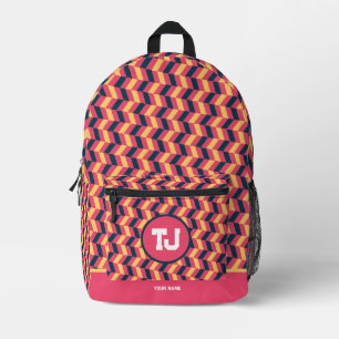 Modern Pink Personalized School  Printed Backpack