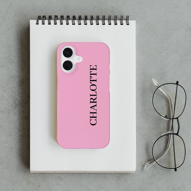 Modern Pink Personalized Script Name iPhone 16 Case (Creator Uploaded)