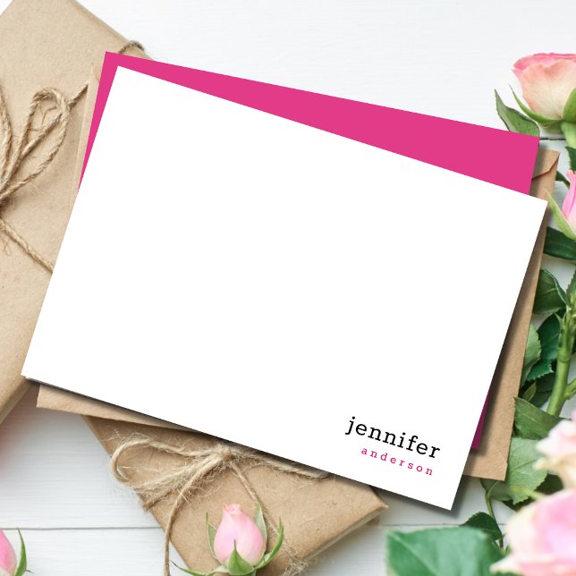 Modern Pink Personalized Stationery Card (Creator Uploaded)