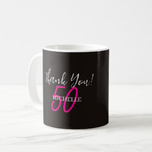 Modern Pink Personalized Thank You Birthday Coffee Mug