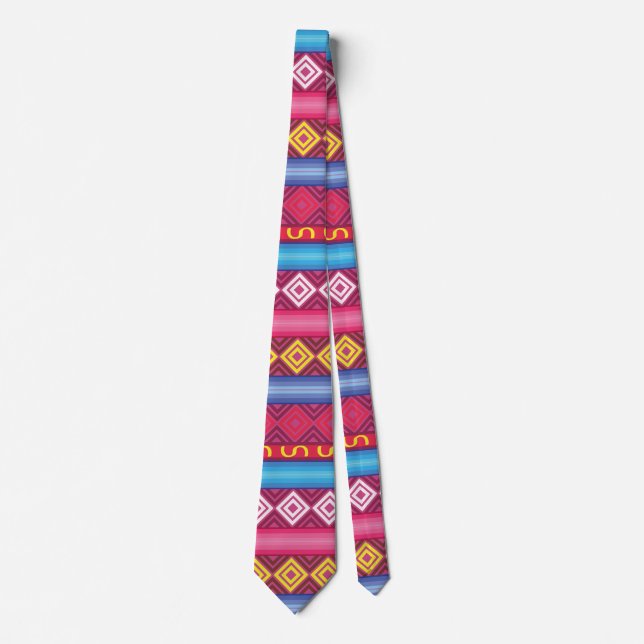 Modern pink peruvian Pattern Tie (Front)