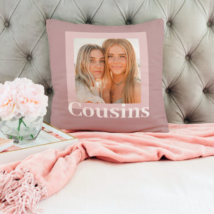 Modern Pink   Photo   Cousins Gift Throw Pillow
