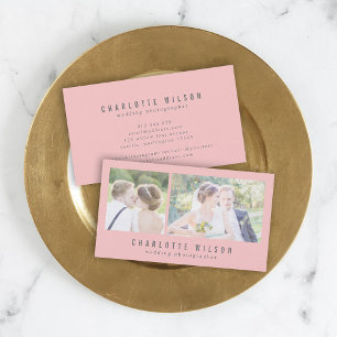 Modern Pink Photographer Two Photos Business Card