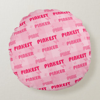 Modern Pink Pinker Pinkest Pattern Round Pillow