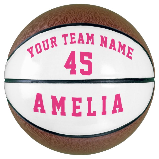 Modern Pink Player Team Name Number  Basketball (Front)