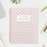 Modern Pink Polka Dots Planner<br><div class="desc">Custom-designed planner notebook featuring white polka dots on dusty pink colour with personalized name..</div>