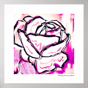 Modern Pink Pop Art Rose Watercolor Painting  Poster