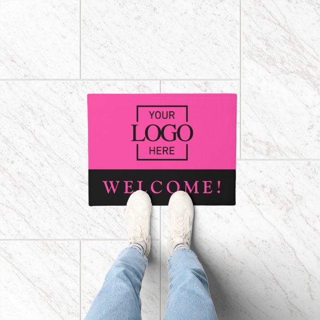 Modern Pink Promotional Business Logo Door Mat (Indoor)