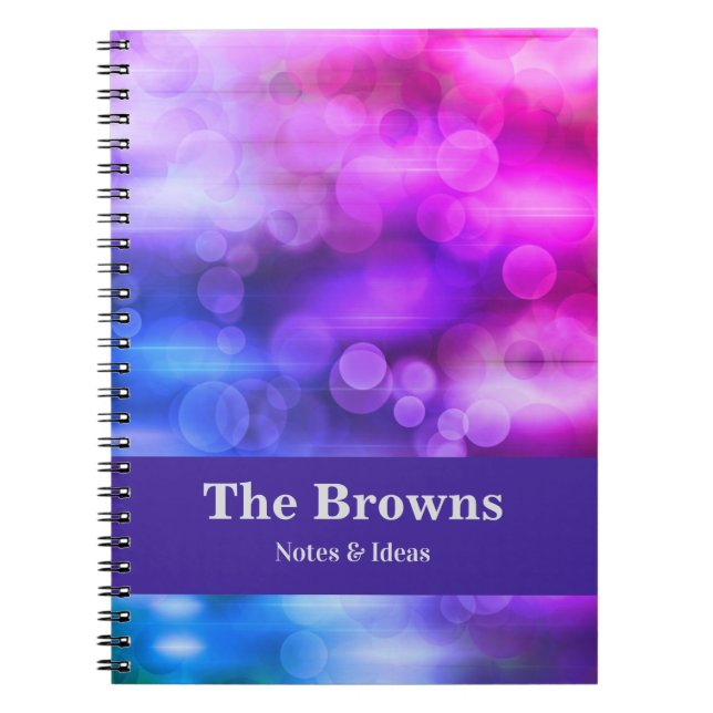 Modern Pink & Purple Circles Abstract Design Notebook (Front)