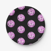 Modern Pink Purple Disco Ball Pattern Black