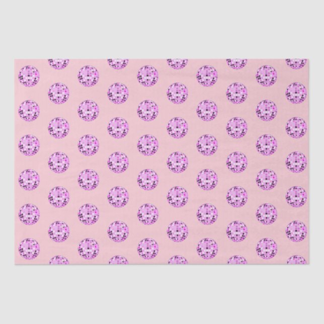 Modern Pink Purple Disco Ball Pattern Pastel Pink  Tissue Paper (Front)