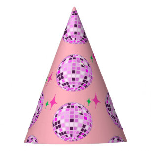 Modern Pink Purple Disco Ball Pink Party Hat