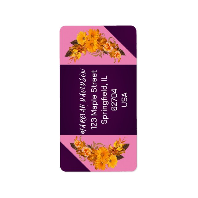 Modern Pink Purple Floral Boho Aesthetics Trindy  Label (Front)