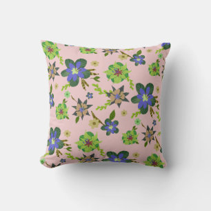 Modern Pink Purple Hibiscus Pattern Throw Pillow