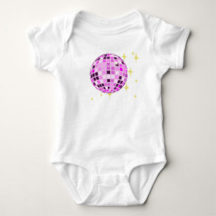 Modern Pink Purple Retro Disco Ball  Baby Bodysuit