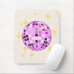 Modern Pink Purple Retro Disco Ball Beige Mouse Pad<br><div class="desc">Dance, dance! Evergreen disco mirrorball design for every dancing queen. Disco ball illustration pink aesthetic home decor, party products and gifts.</div>