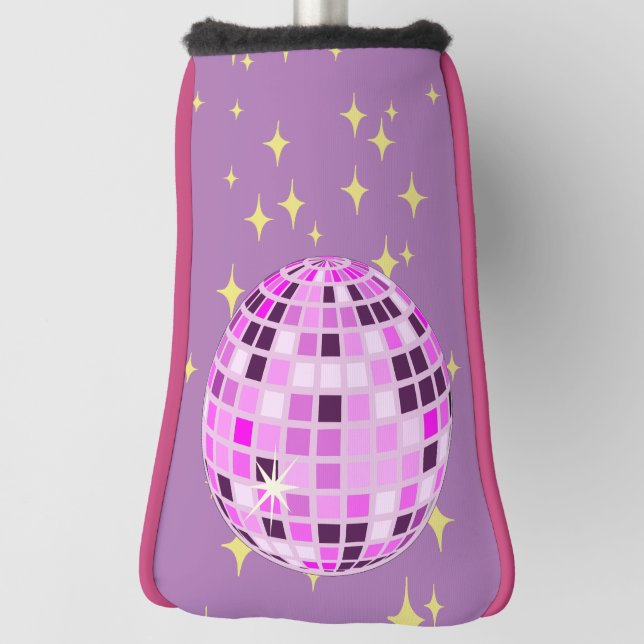 Modern Pink Purple Retro Disco Ball  Golf Head Cover (Rotate 90)
