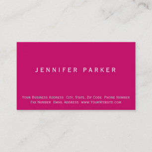 Modern Pink Purple Simple Plain Business Card