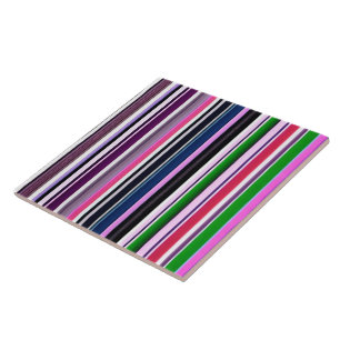 Modern Pink Purple Stripes Collection Tile