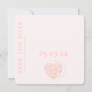Modern Pink QR code heart Wedding Save the Date