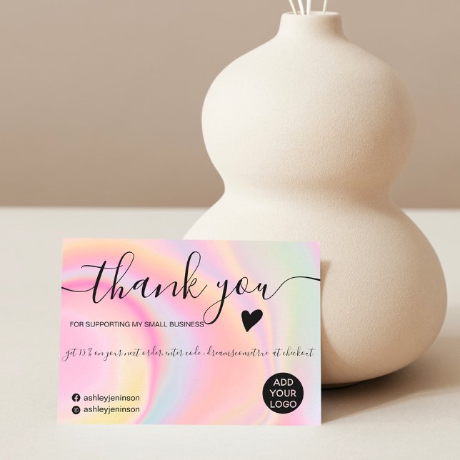 Modern pink rainbow unicorn marble order thank you (Creator Uploaded)