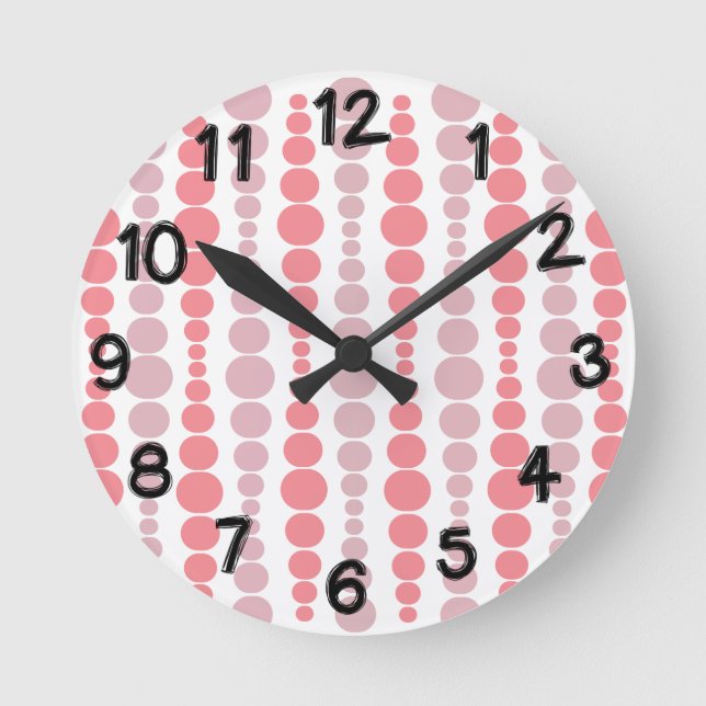 Modern Pink Rectangles  Round Clock (Front)