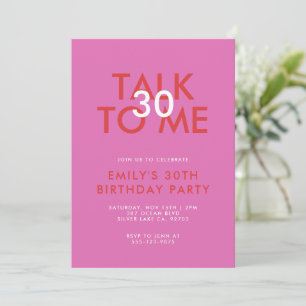 Modern Pink Red 30th Birthday Party Invitation