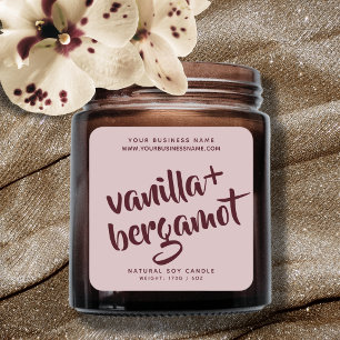 Modern pink red candle product label