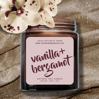 Modern pink red candle product label