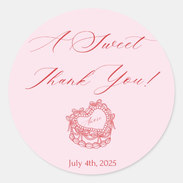 Modern Pink & Red  Classic Round Sticker (Front)