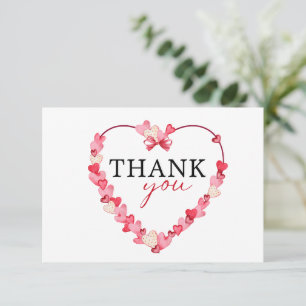 Modern Pink Red Hearts Baby Shower  Thank You Card