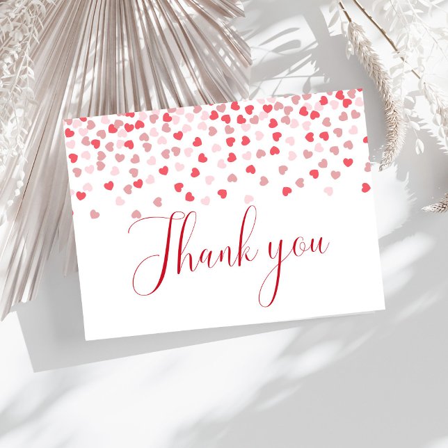 Modern Pink Red Hearts Baby Shower  Thank You Card (Creator Uploaded)