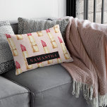 Modern Pink & Red Lipstick Pattern Girly With Name Accent Pillow<br><div class="desc">Modern Pink & Red Lipstick Pattern Girly With Name</div>