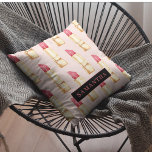 Modern Pink & Red Lipstick Pattern Girly With Name Outdoor Pillow<br><div class="desc">Modern Pink & Red Lipstick Pattern Girly With Name</div>