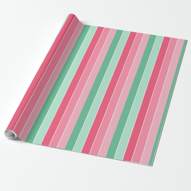 Modern Pink Red Mint Green Elegant Colourful Trend Wrapping Paper (Unrolled)