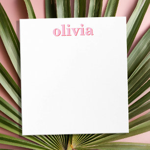 Modern Pink Red Personalized Name Notepad
