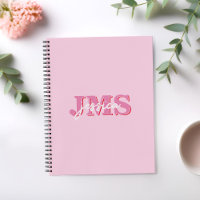 Modern Pink Red Three Letter Initial Monogram