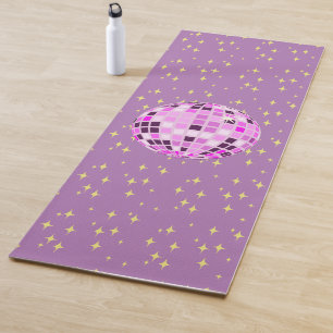 Modern Pink Retro Disco Ball Purple Yoga Mat