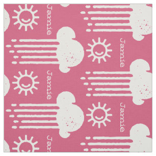 Modern Pink Retro Personalized Fabric